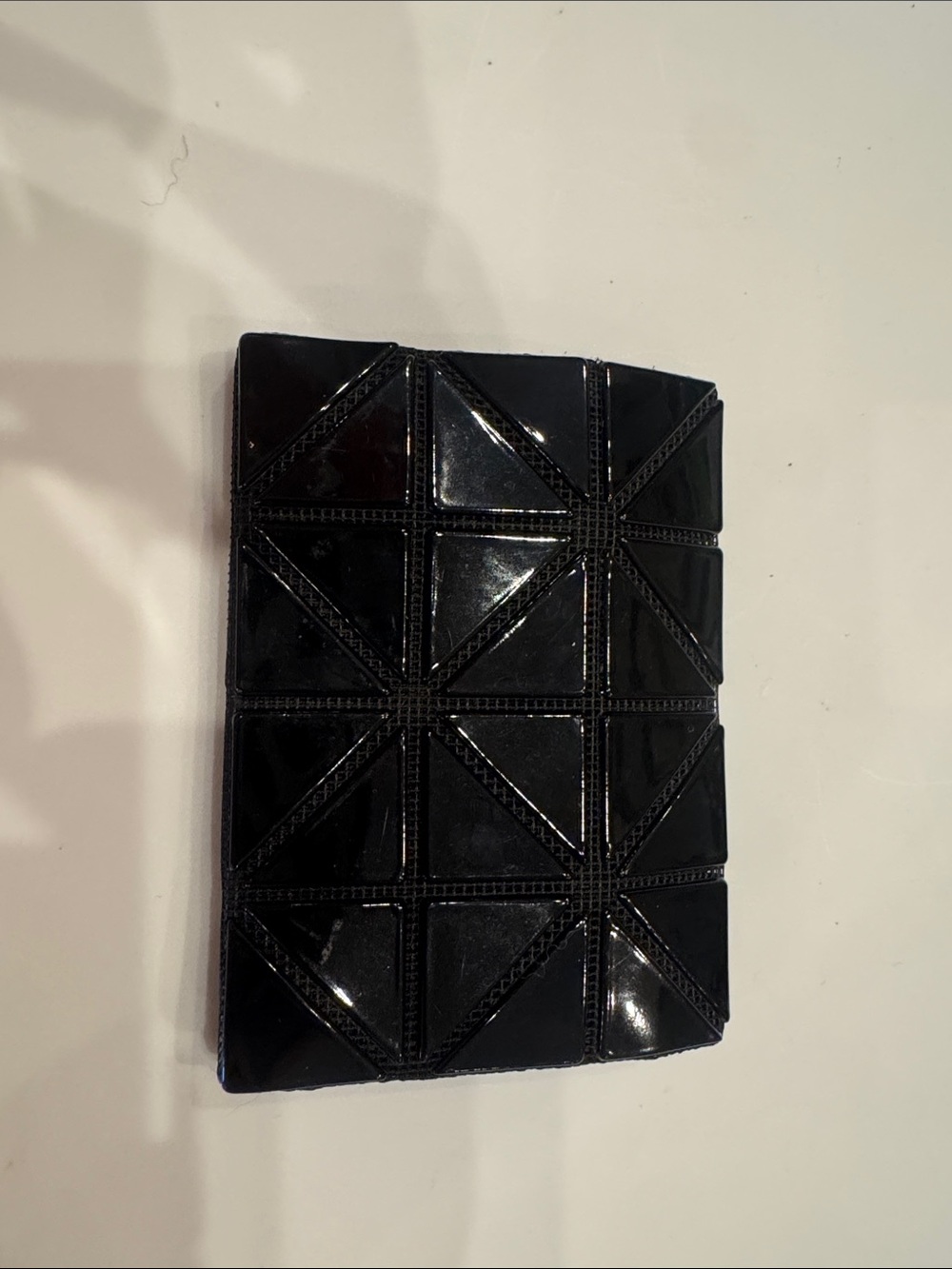 Issey Miyake Black Geometric Patent Wallet